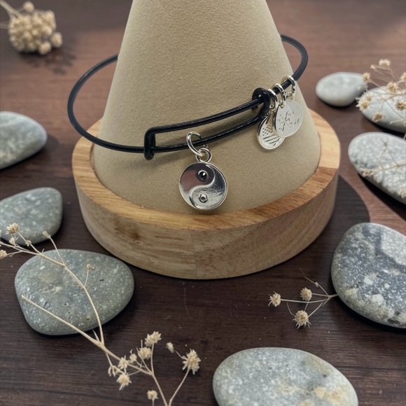 Alex and Ani Jewelry - Alex and Ani ☯️Yin Yang☯️ Shiny Silver Charm Bangle Bracelet/Like New